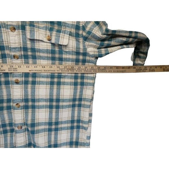 Abercrombie & Fitch Men’s 90’s Oversized Flannel Shirt Size S Plaid Green Tan - Picture 6 of 7